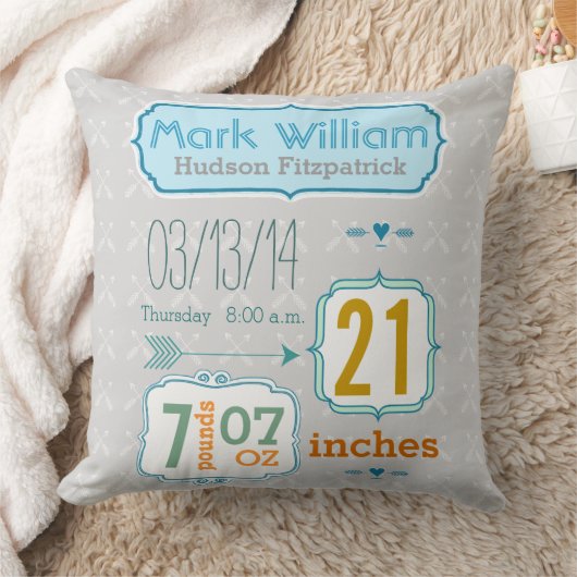 Jongen's Nursery Room Baby Stat Arrow Pattern Kussen (Deken)