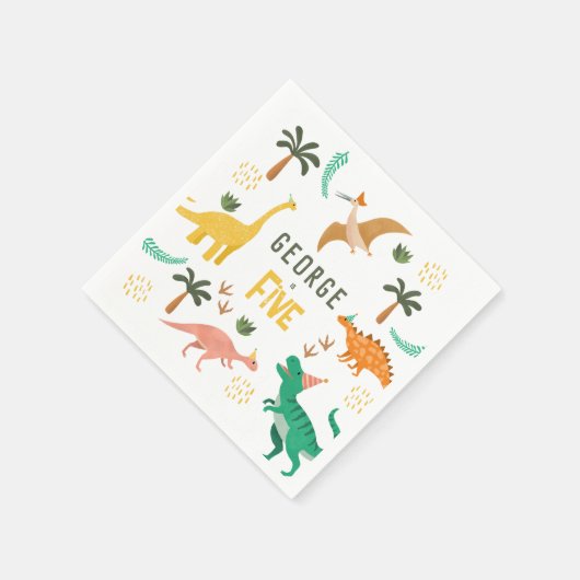 Jongens Oerwoud Dinosaurus T-Rex Kinder 5e Verjaar Servet (Hoek)