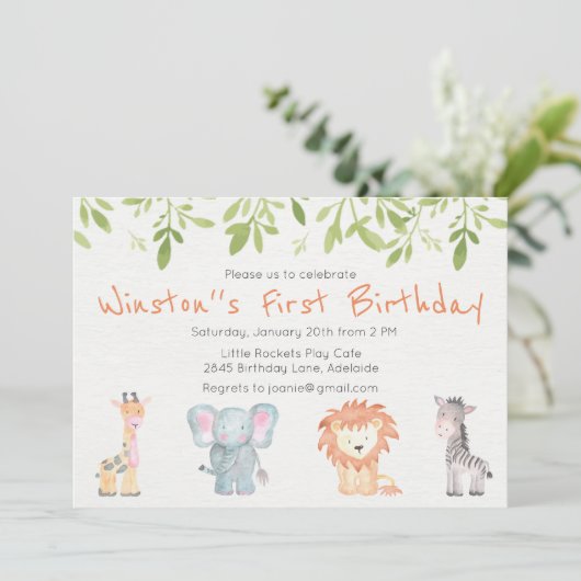 Jongen's Oerwoud Gewaardeerde uitnodiging op zater (Staand voorkant)