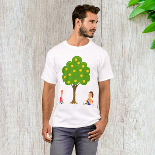Jongens onder een Apple Tree T-shirt