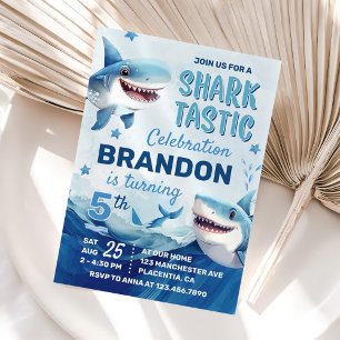 Jongens onder het Zee Ocean Shark 5th Birthday Kaart