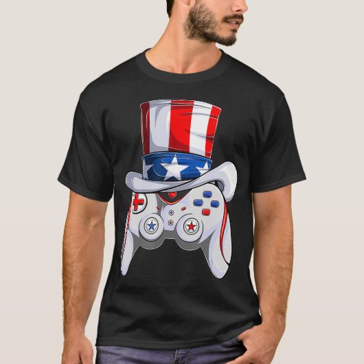 jongens op 4 juli Video Game American Flag oom Sa T-shirt (Voorkant)