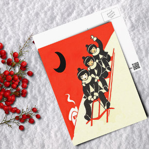 Jongens op een Sled Winter Scene Briefkaart