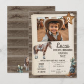 Jongens Paard Buckaroo Wild West Verjaardag uitnod Kaart (Voorkant / Achterkant)