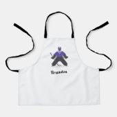 Jongens Paarse Ice Hockey Player & Name Winter Spo Schort (Voorkant)