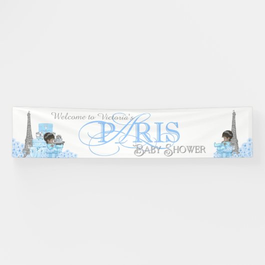 Jongens Paris Baby shower Banner (Horizontaal)