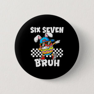 Jongens Pasen Grappige Dabbing Konijn Bruh Zes Zev Ronde Button 5,7 Cm