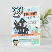 Jongens Pastel Halloween Verjaardagsfeestje Kaart (Staand voorkant)