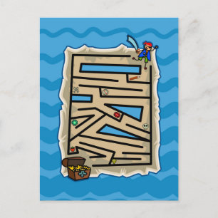 Jongens Pirate Treasure Hunt Puzzel spel Briefkaart