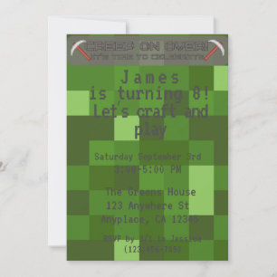 Jongens Pixel Gamer Verjaardagsfeestje Kaart