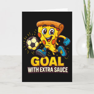 Jongens Pizza Thema Grappig Voetbal Doelpunt Kaart