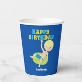 Jongens Pool Party Custom Kids Verjaardag Papieren Bekers (Achterkant)