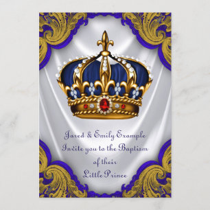 Jongens Prins Doop Royal Blue Gold Ruby Crown Kaart