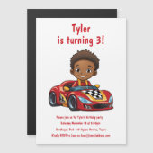 Jongens Race Auto Kids Verjaardagsfeest Magnetische Uitnodiging (Voorkant / Achterkant)