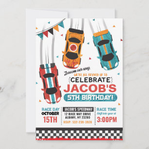Jongens Racing Race Auto Verjaardag Uitnodiging