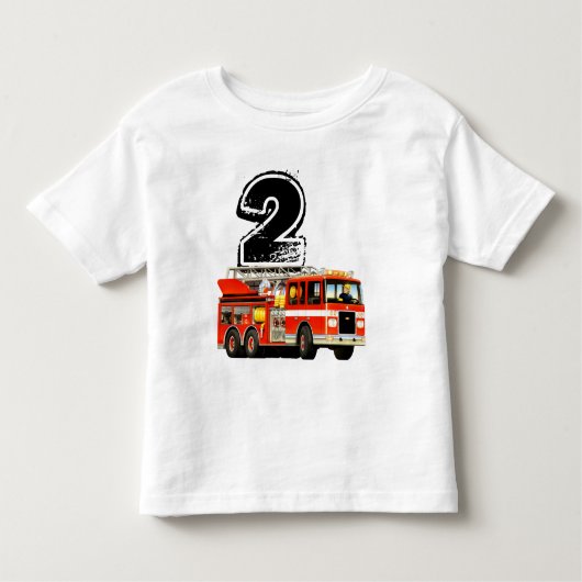 Jongens Red Fire Truck 2e verjaardag Kinder Shirts (Voorkant)