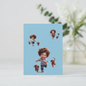 Jongens rennen met Dachshunds Briefkaart (Staand voorkant)