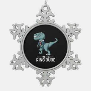 Jongens Ring Bearer T-Rex Dinosaur Wedding Party G Tin Sneeuwvlok Ornament