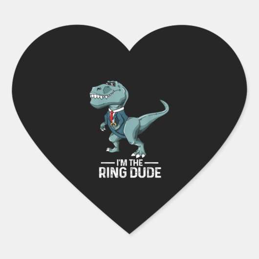 Jongens Ringdrager T-Rex Dinosaur Huwelijk Feest C Hart Sticker (Voorkant)