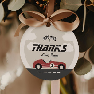 Jongens Rode Race Auto Verjaardagsfeest Bedankjes Labels