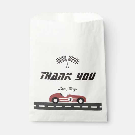 Jongens  Rode Race Auto Verjaardagsfeest Bedankzakje (Voorkant)