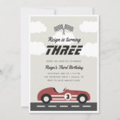 Jongens  Rode Race Auto Verjaardagsfeest Kaart (Voorkant)