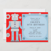 Jongens Rode Robot Aangepaste Verjaardagsfeest Uit Kaart (Voorkant)
