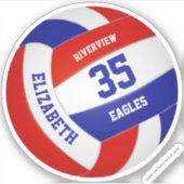 jongens rode witte kleuren volleybal sticker (Voorkant)