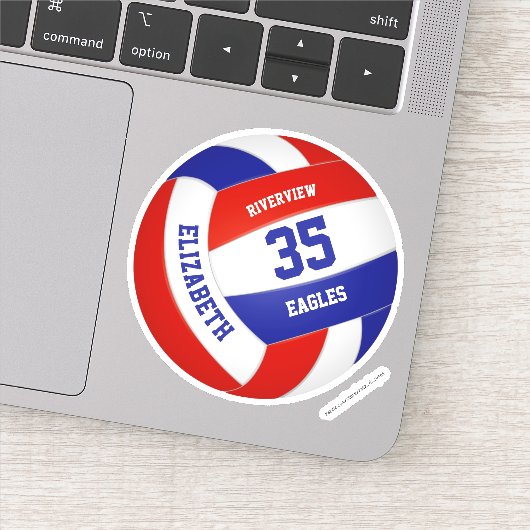 jongens rode witte kleuren volleybal sticker (Detail)