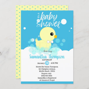 Jongens Rubber Ducky Baby Shower-uitnodigingen Kaart