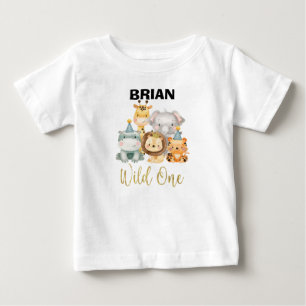 Jongen's Safari Animal Wild One Birthday Shirt