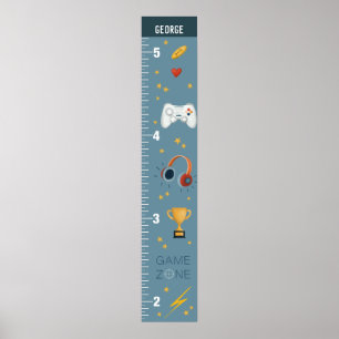 Jongens Schattig Blauw Gaming Groei Grafiek Poster