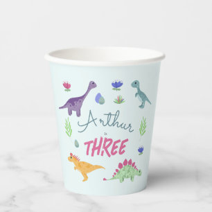 Jongens Schattig Blauw Oerwoud T-Rex Dinosaurus Ki Papieren Bekers