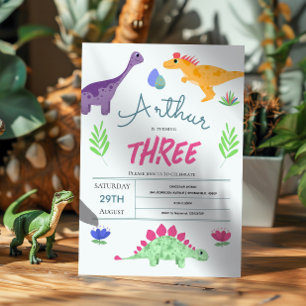 Jongens Schattig Blauw Oerwoud T-Rex Dinosaurus Ve Kaart