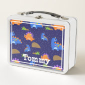 Jongens Schattig Blauw Oranje Sterrendinosaurus (Voorkant)