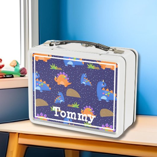 Jongens Schattig Blauw Oranje Sterrendinosaurus