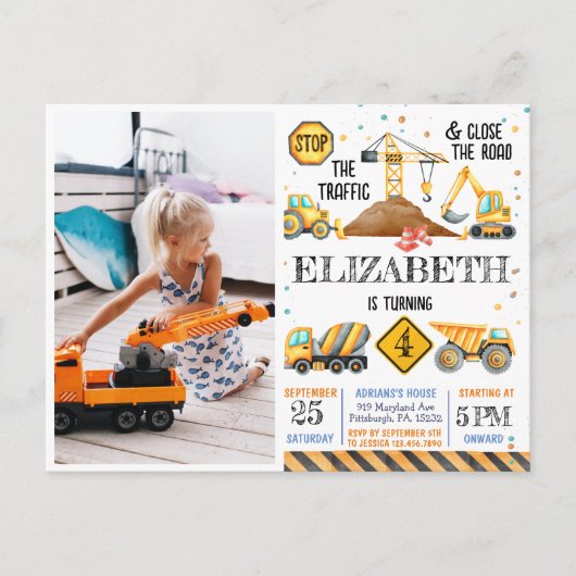 Jongens Schattig Moderne Bouw Kinder Verjaardag Briefkaart (Voorkant)