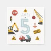 Jongens Schattige Blue Construction Kinder 5e Verj Servet (Voorkant)