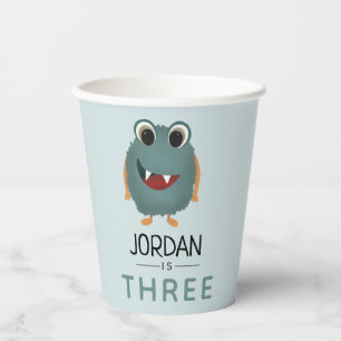Jongens Schattige Blue Monster Alien Verjaardag Papieren Bekers