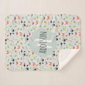 Jongens Schattige Bos Dierenpatroon Fox & Naam Kin Sherpa Deken (Voorkant (horizontaal))