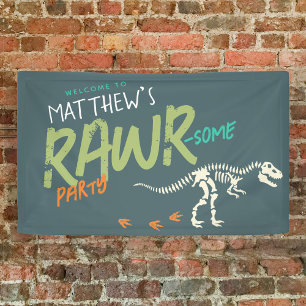 Jongens Schattige Dinosaurus Dig Kids Verjaardag W Spandoek