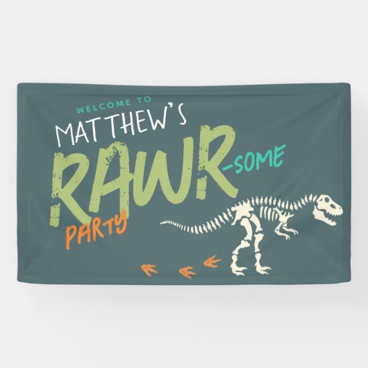 Jongens Schattige Dinosaurus Dig Kids Verjaardag W Spandoek (Horizontaal)