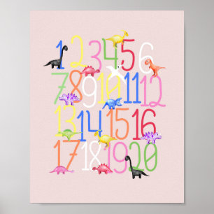 Jongens Schattige Dinosaurussen 1-20 Kinderen Numm Poster