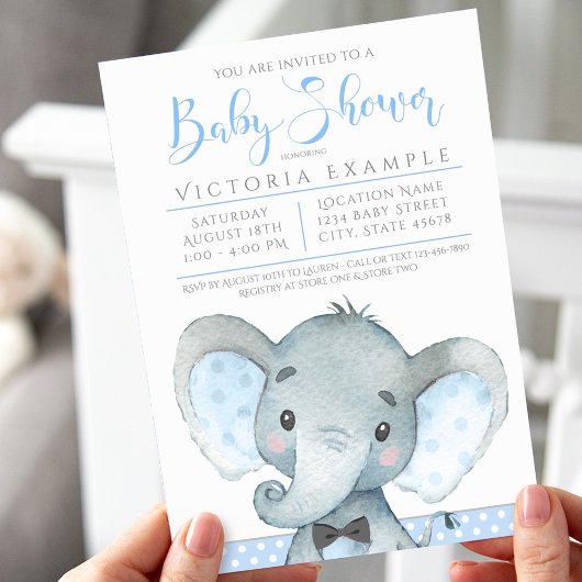 Jongens Schattige ellephant Baby Shower-uitvinding Kaart