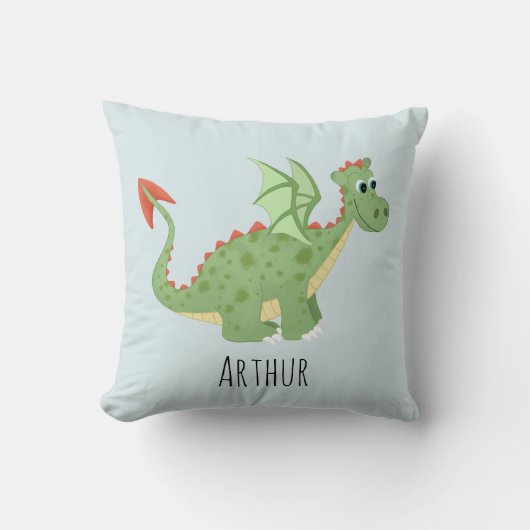 Jongens Schattige Groene Magische Dragon Kinder Kussen (Voorkant)