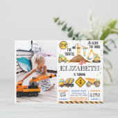 Jongens Schattige Modern Construction Kids Verjaar Kaart (Staand voorkant)