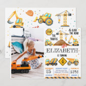 Jongens Schattige Modern Construction Kids Verjaar Kaart (Voorkant / Achterkant)