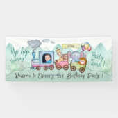 Jongens Schattige Modern Train Naam wijzigen Foto  Spandoek (Horizontaal)