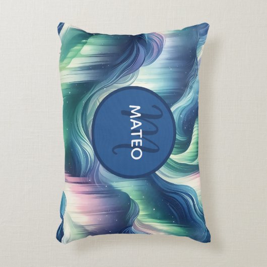 Jongens Schattige Monogram, Noorderlicht Galaxy, K Accent Kussen (Voorkant(Verticaal))