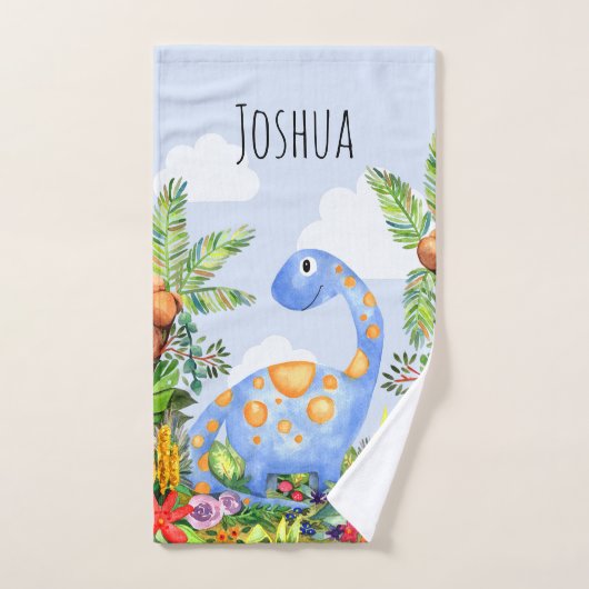 Jongens Schattige Oerwoud Waterverf Dinosaurus en  Bad Handdoek (Handdoek)